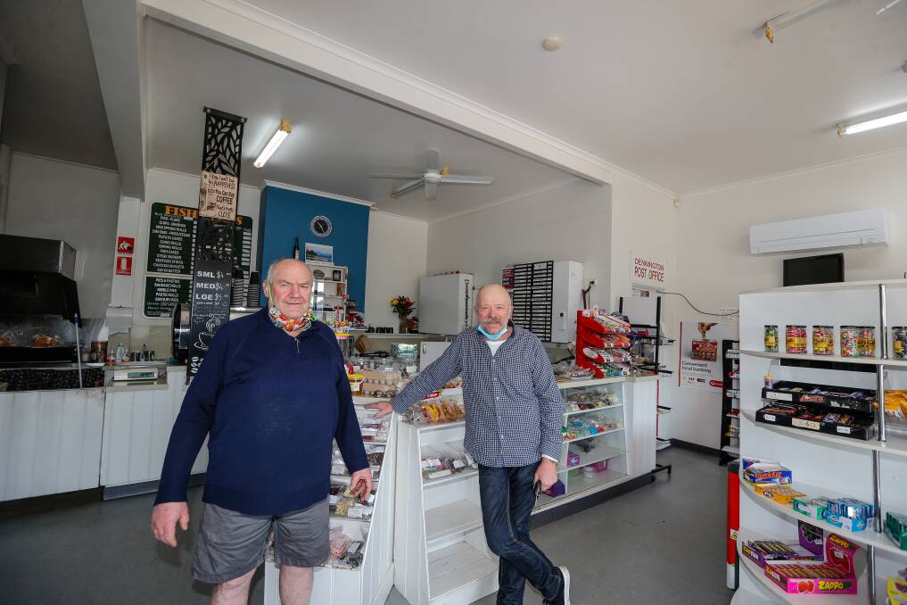 New idea: Tom Bertrand and Richard Ziegeler want to gauge community interest in creating a co-op to keep the general store open. Picture: Anthony Brady