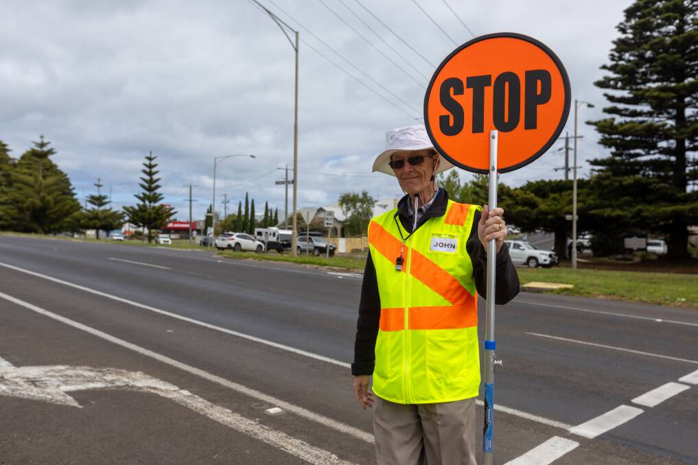 Crossing Supervisor John Colborne at the new Ardlie Street and Raglan Parade school crossing. Picture by Eddie Guerrero.