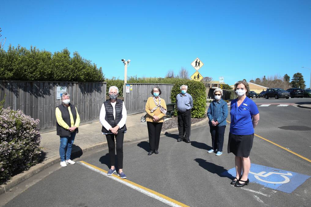 Lighting upgrade: Heatherlie Homes residents Chris Gleeson, Diane Mugavin, Diana Abraham, Alan Mills, Marlene Bruce and executive officer finance and admin Kathy Snell. Picture: Mark Witte