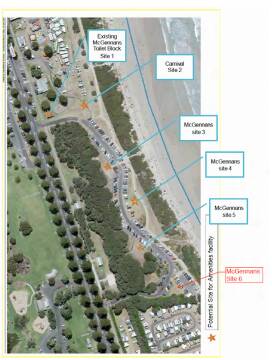 Some of the other sites that were considered by Warrnambool council for the location of a new high-end toilet block.