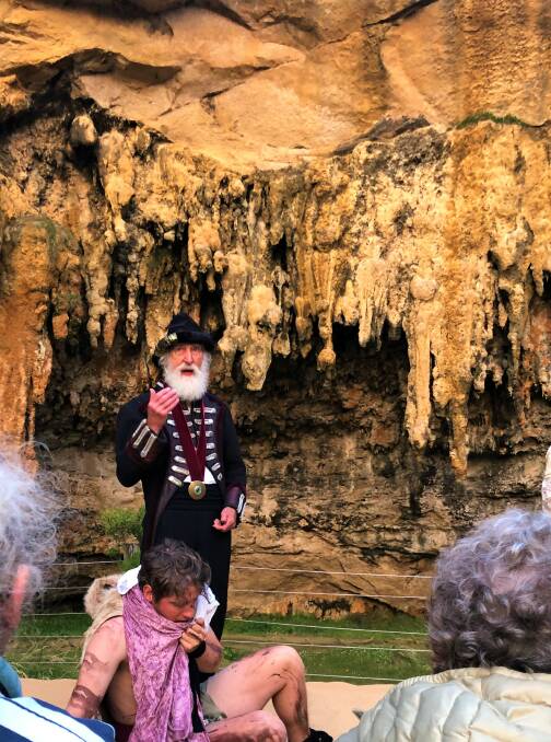 Bruce Widdop at Loch Ard Gorge during an OzAct's performance of Shakespeare's The Tempest.