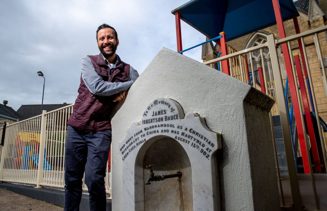 Not forgotten: Warrnambool Presbyterian Church associate pastor Shady Mehanni paid tribute to Warrnambool missionary James Bruce who was killed 120 years ago. Picture: Chris Doheny