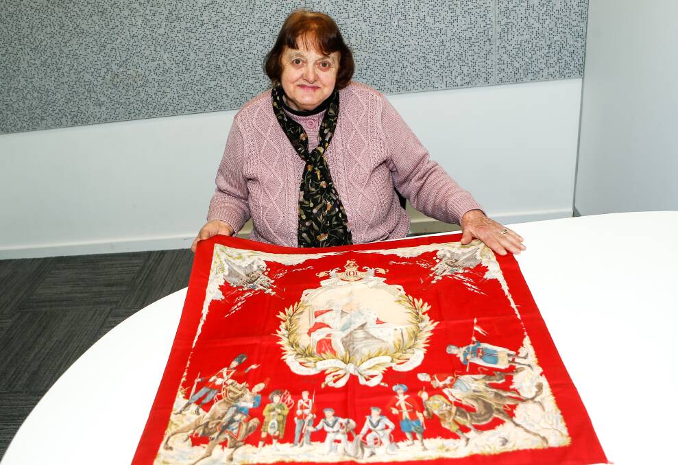 Cobden woman Isobel Bond treasures her piece of royal history - a scarf of Queen Victoria's jubilee dating back to 1897. Picture by Anthony Brady