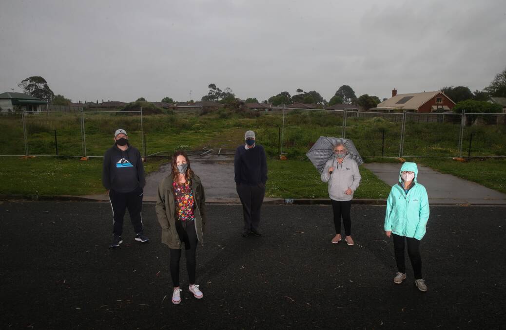 Disappointed: Jono Ryan, Karen Gardner, Terry Beard, Sue Fowler and Gena McLeod are all objecting against a development on Mortlake road, Warrnambool. Picture: Mark Witte