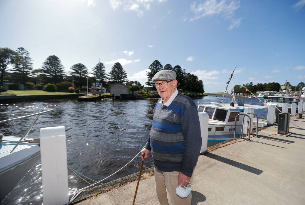 Port Fairy's Ted Miller remembers floating on a door down the town's streets during the 1946 floods. Picture: Anthony Brady