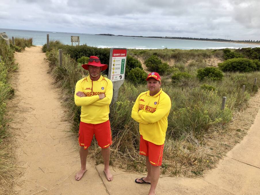 Don't do it: Warrnambool Surf Lifesaving Club captain John McNeil and president Justin Houlihan say Granny's Grave is not a safe place to swim.