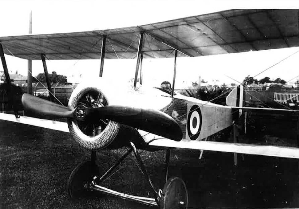 Basil Watson in the first plane to ever visit Warrnambool.
