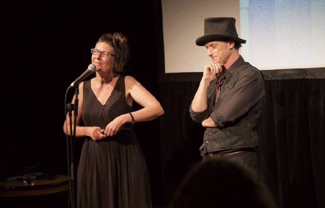 On stage: Comedian Greg Duffield performs alongside Sophie Prints. Picture: Michael Reynolds