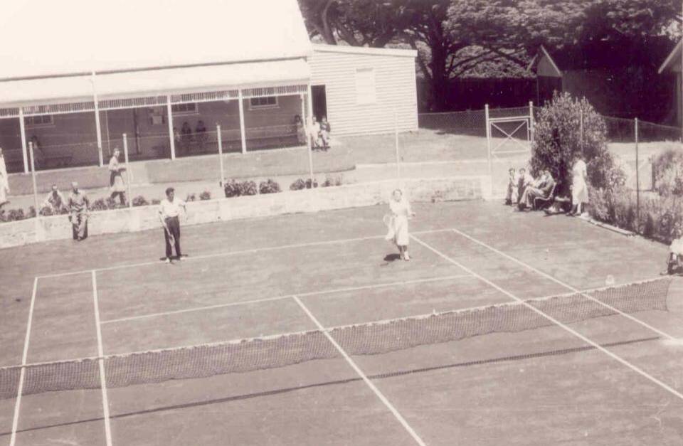 Tennis courts inside the factory compound in front of the old clubrooms.