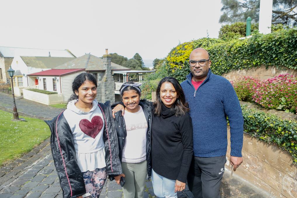 Aaliyah, 12, Aleena, 10, Shezmin and Rumies Ismail visited Flagstaff Hill Maritime Museum in Warrnambool over the long weekend. Picture by Anthony Brady