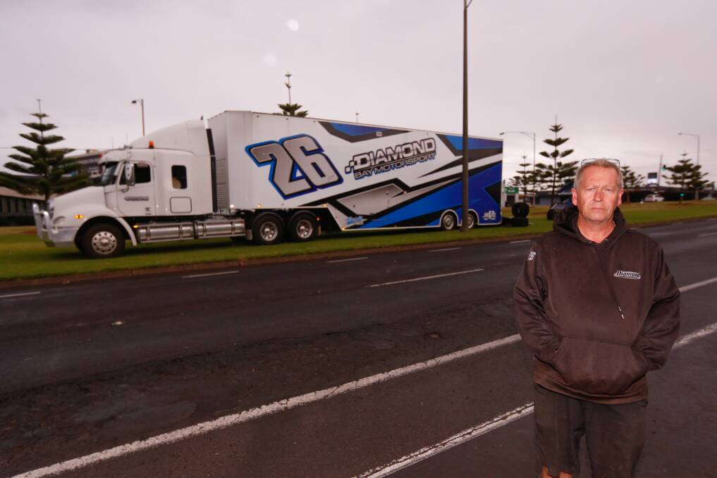 Move on: Steve Stathy says he's disappointed that the council have asked him to move his sprintcar truck from the median strip to the saleyards. Picture: Mark Witte 