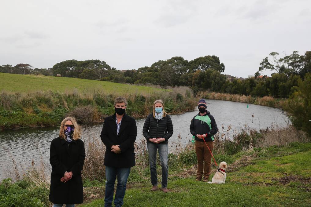 Grand plans: The city council's Julie Glass, mayor Tony Herbert, Jenny Emeny and Andrew Paton at the Merri River which is set to be transformed over the next few years. Picture: Mark Witte