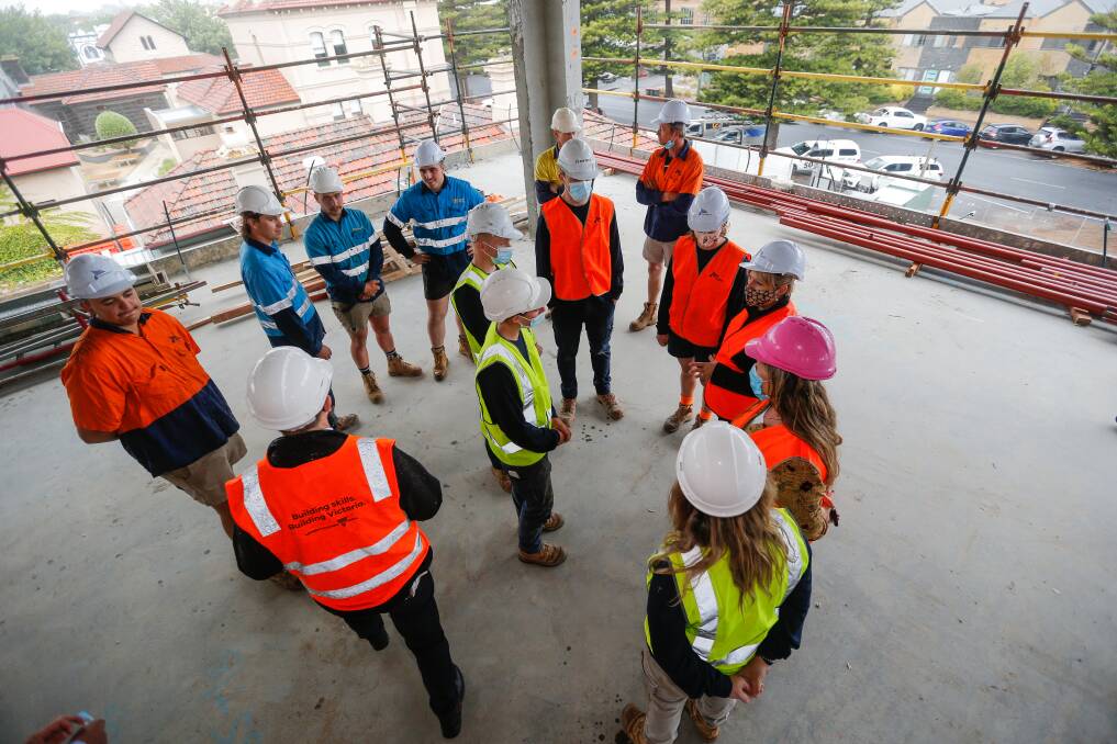 Library with a view: MP Gayle Tierney on a tour of the new building last month.