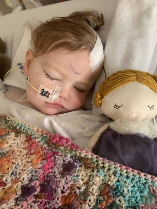 Recovery: Goldie Elsum after undergoing a 12-hour operation in Melbourne to treat an aggressive form of epilepsy.