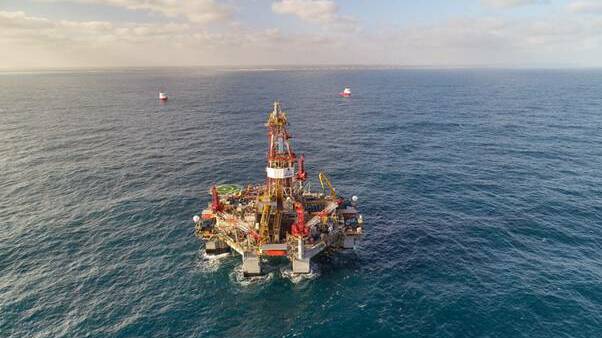 Restart: Cooper Energy's Ocean Monarch, pictured offshore from Peterborough, discovered a new gas field and plans to extract from it in 2021. 