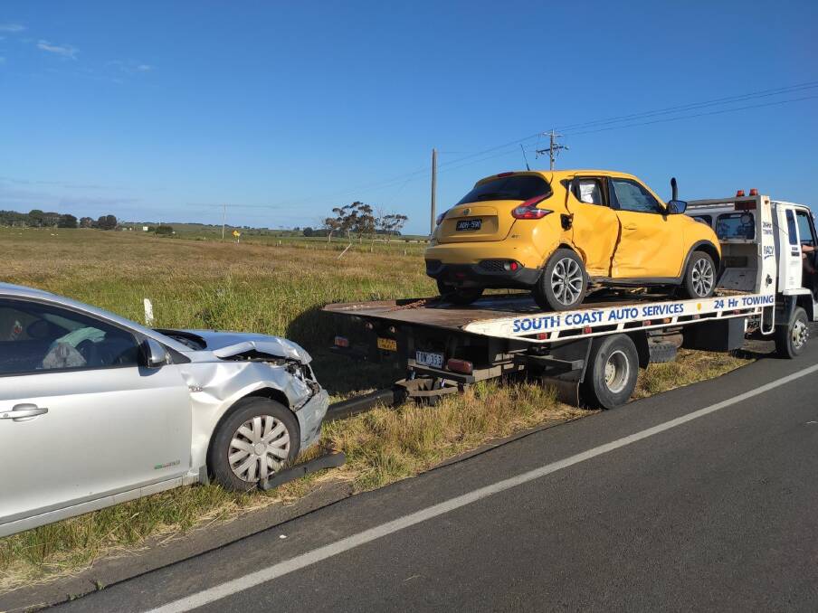 Crash: Two people were hurt in a car accident near Broadwater.