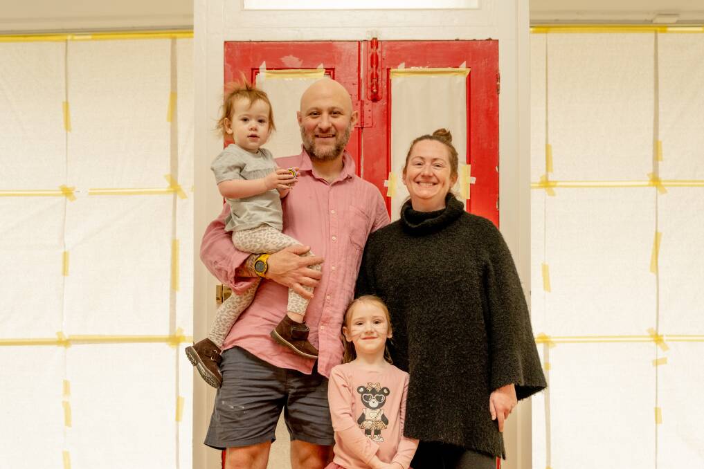 Nicole and Hugh Goldson with their children Matilda, 4, and Edie, 2, will soon open their Lot 17 restaurant on Timor Street. Picture by Chris Doheny 