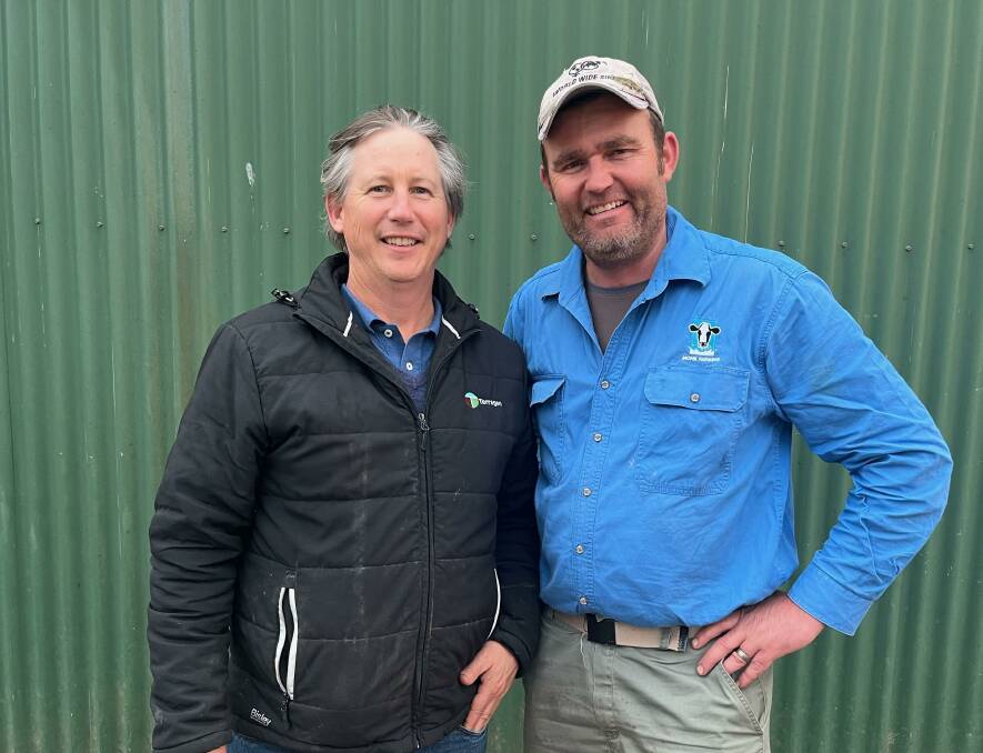 Terragen regional manager Peter Furphy and dairy farm manager Pieter van Heerden. Picture supplied