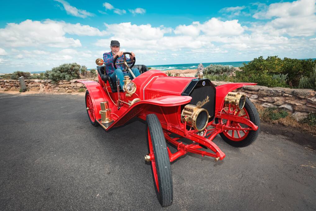 Warrnambool's Murray Murfett has spent eight years rebuilding a rare 1911 model 32 Buick which will be on display at Lake Pertobe on Sunday. Picture by Sean McKenna 
