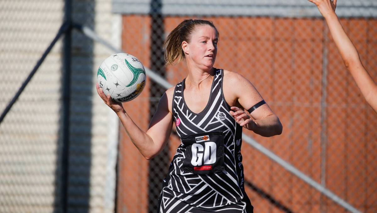 STEADY HAND: Camperdown's Jess Cameron looks to fire off a pass. Cameron was immense as the Magpies defeated Portland on Saturday. Picture: Chris Doheny