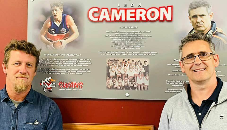 ROOTS: Leon Cameron at Caramut where a plaque celebrating his career was unveiled on Friday. Picture: Caramut Football Netball Club