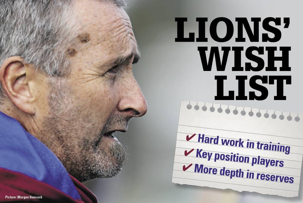 Lions' wish list set as coach signs on