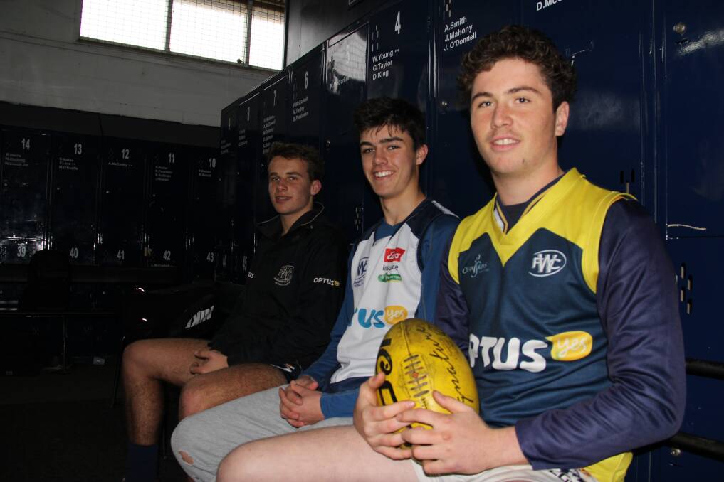 READY TO GO: Warrnambool vice-captains Liam Bidmade (left) and Theo Opperman (right) with captain Daniel Mahony (centre). 