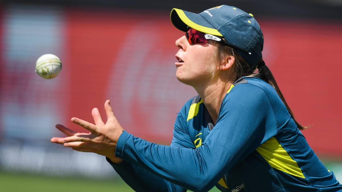 EYES ON IT: Georgia Wareham warms up while playing for Australia. Picture: Morgan Hancock