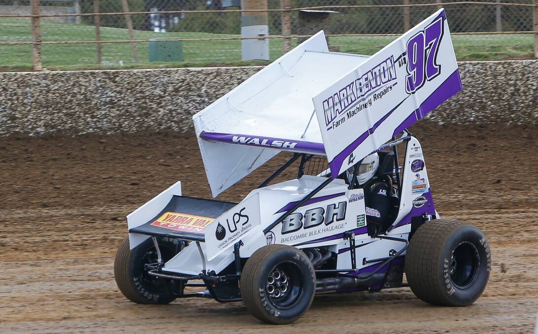 READY TO GO: Cobden's Blake Walsh driving his 410 sprintcar at Premier Speedway. He will return to a wingless sprintcar on Friday. Picture: Anthony Brady