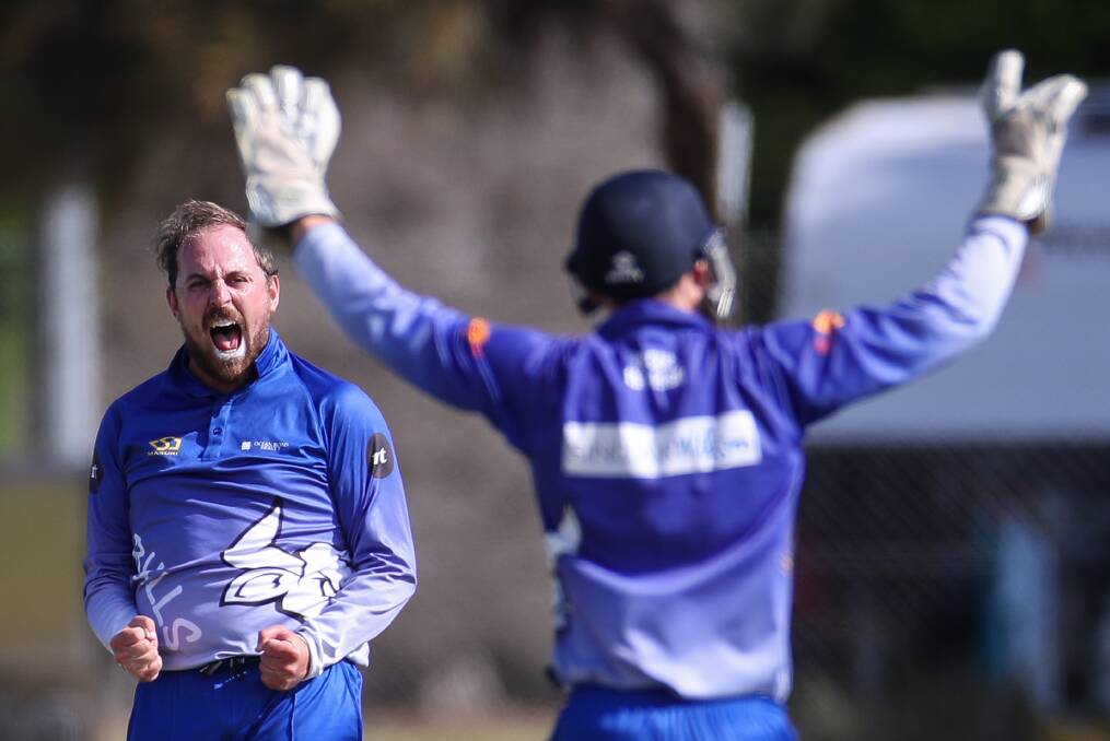 NO DOOM AND GLOOM: Brierly-Christ Church's Lachi Rooke celebrates a wicket with wicketkeeper Mark Murphy. Picture: Morgan Hancock