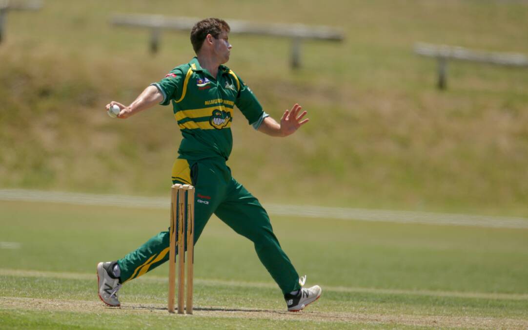 Allansford-Panmure's Tom Wright bowls a ball. Picture: Chris Doheny