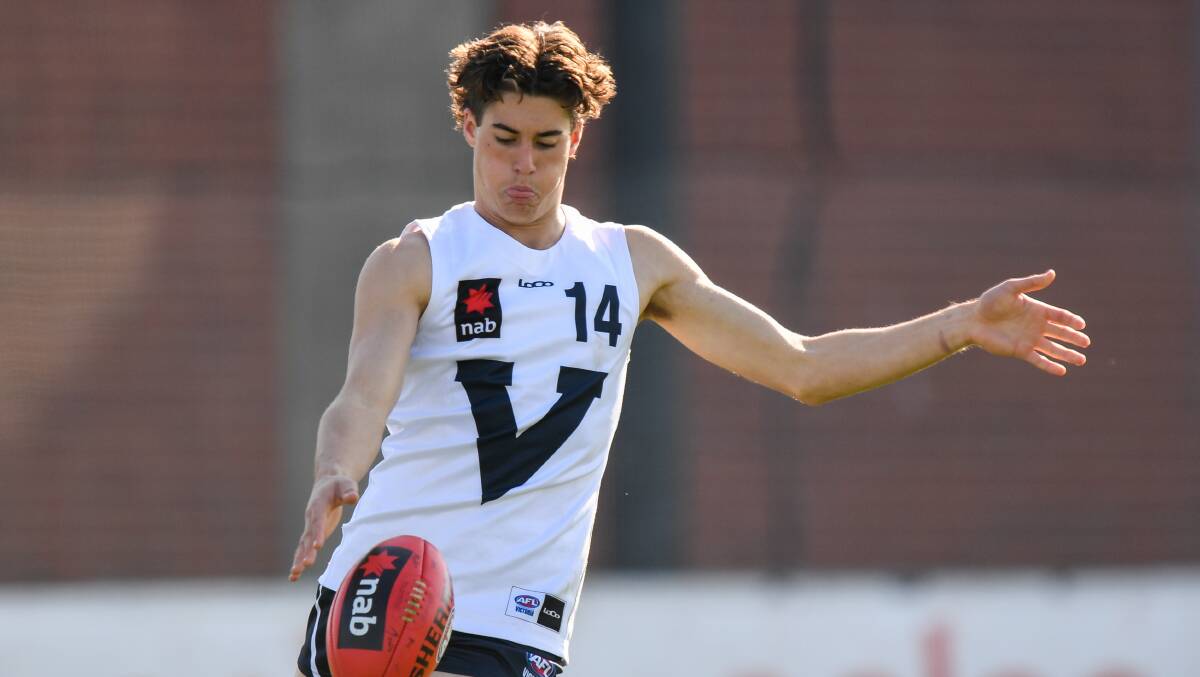 ON THE WAY: Jamo Ballantyne sends the ball long. The Portland prospect is heading to the AFL draft combine. Picture: Morgan Hancock