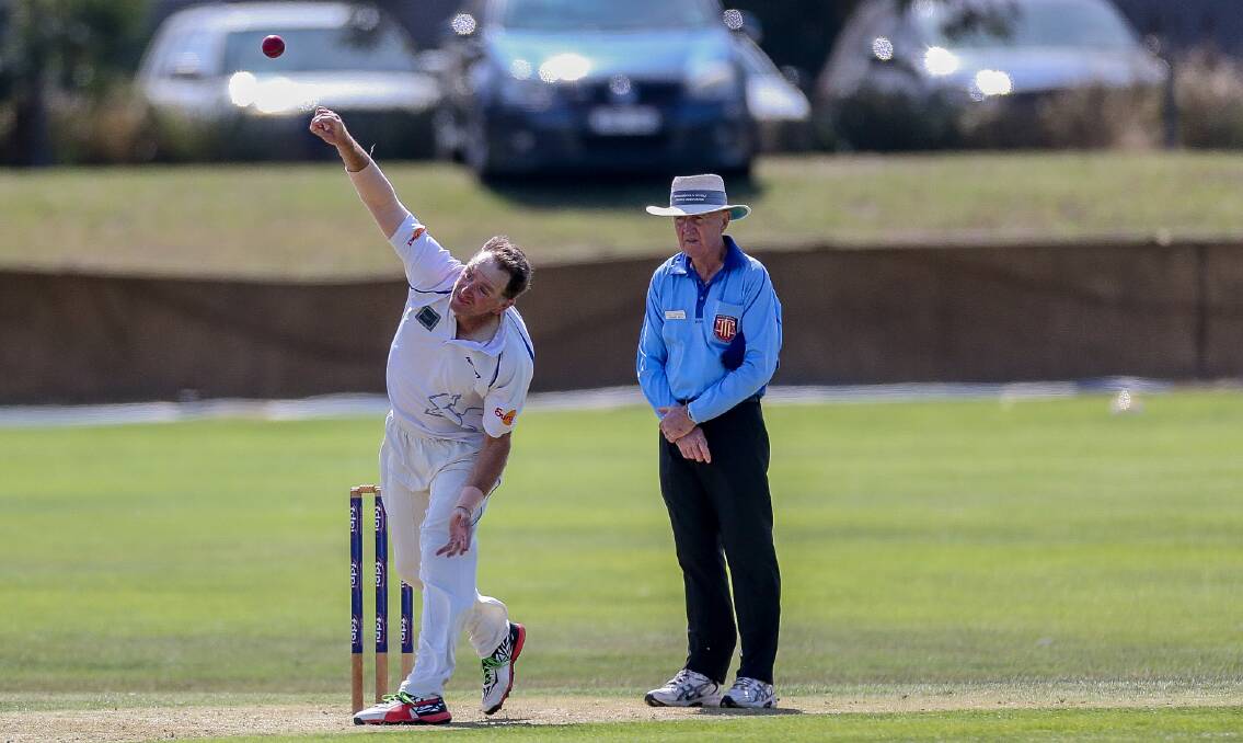 Jason Mungean bowling for Brierly-Christ Church. Picture: Anthony Brady