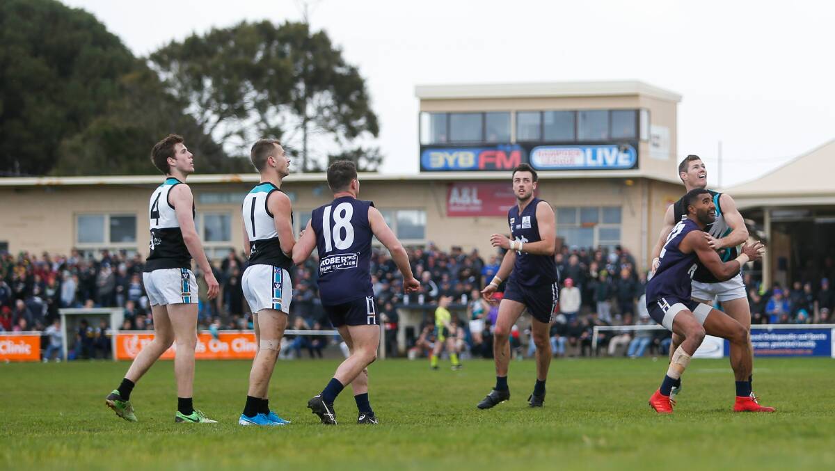 Huge crowds watch on at the 2019 Warrnambool and District league senior football grand final. Picture: Morgan Hancock
