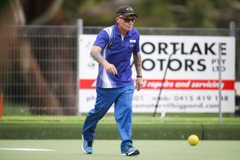 ON A MISSION: Dunkeld's David Clements follows his bowl down the green in Saturday's win over City Gold. Picture: Morgan Hancock