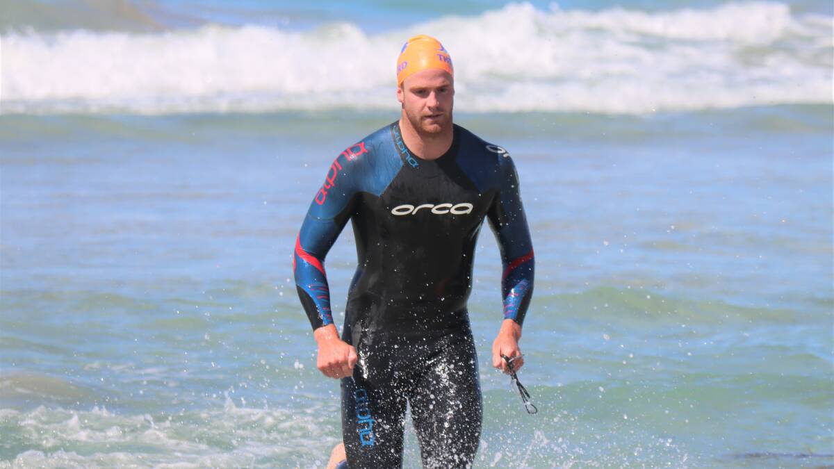 WINNER: Warrnambool's Isaac Jones won the Shipwreck Coast Swim Series after taking out the Port Campbell leg of the swim on Saturday. Picture: Justine McCullagh-Beasy