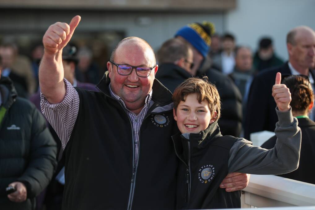 PARTY TIME: Cranbourne trainer Chris Hyland with his daughter Leila. Pictures: Morgan Hancock