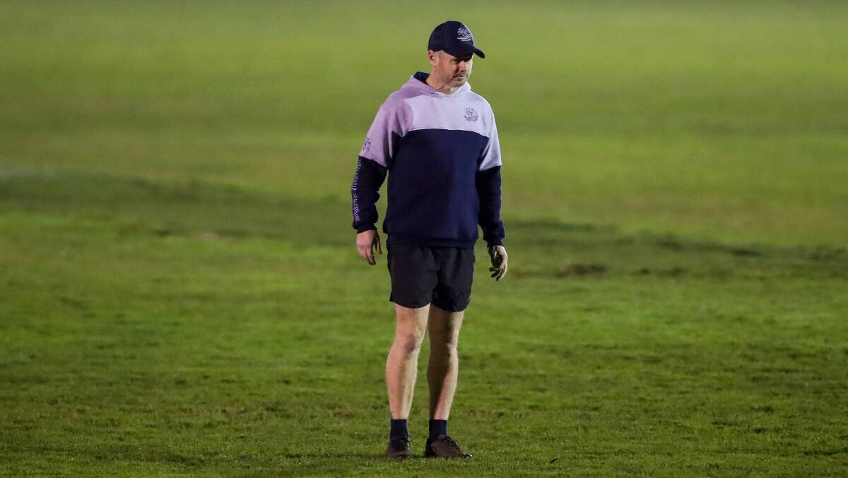 CLOSE WATCH: Warrnambool coach Ben Parkinson watches his side train at Mack Oval. Picture: Morgan Hancock