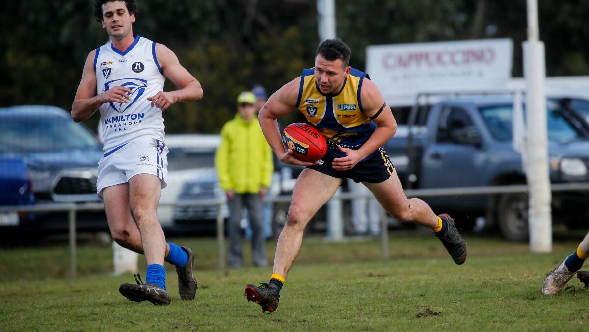 ON THE LEAD: North Warrnambool Eagles' Jarryd Lewis. Picture: Anthony Brady