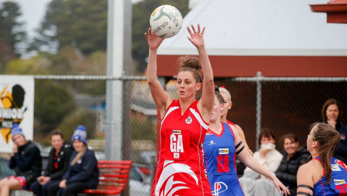 GENERAL: South Warrnambool's Annie Blackburn fires off a pass. Picture: Anthony Brady