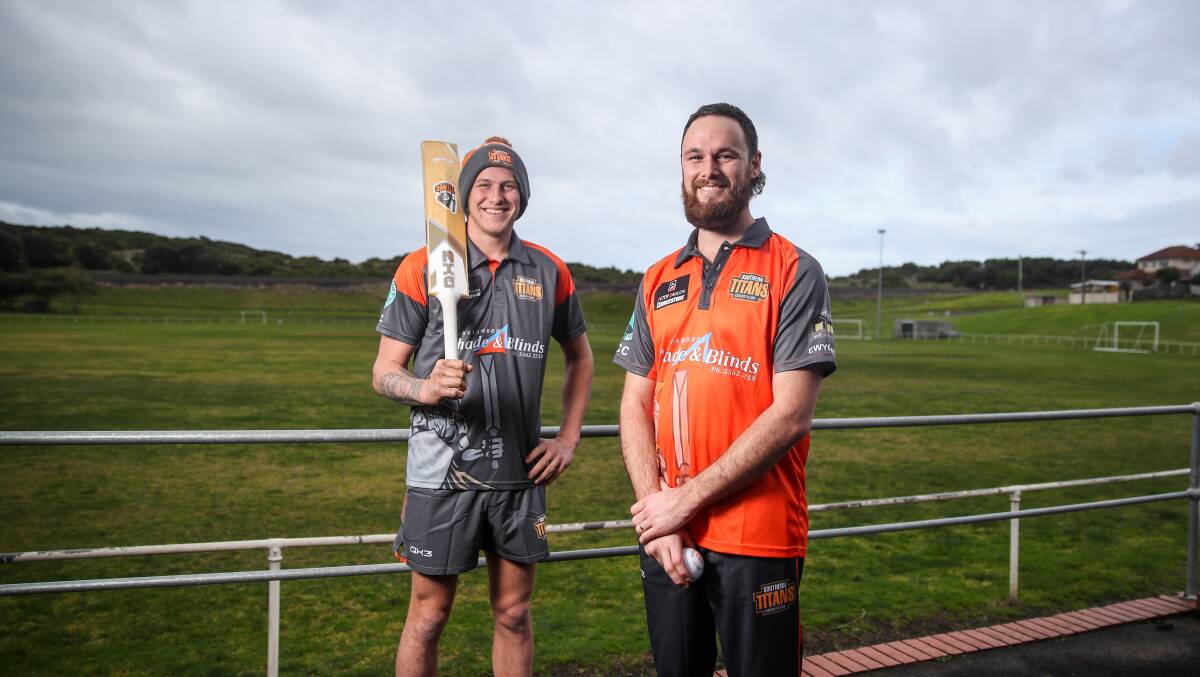 Southern Titans coach Jarryd Walsh and Tommy Moloney. The Titans are looking to build their junior program. Picture: Morgan Hancock