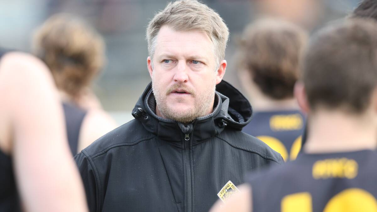 TREND: Portland coach Jarrod Holt at quarter time. Picture: Nick Ansell