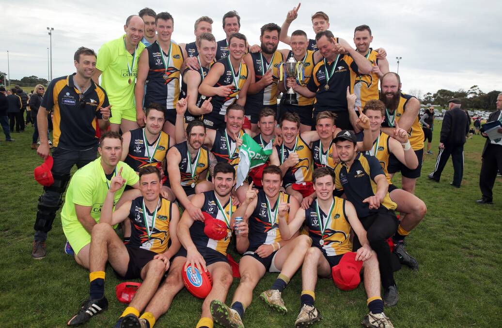 SOARING HIGH: North Warrnambool Eagles emerged victorious in the reserves grand final. They kicked 13.7 (85) to Terang Mortlake's 10.9 (69). Pictures: Rob Gunstone