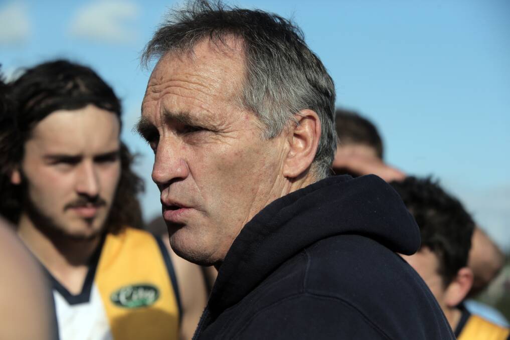 BACK IN: Bernard Moloney, pictured while coaching North Warrnambool Eagles in 2014, has signed on as an assistant coach with Russells Creek.