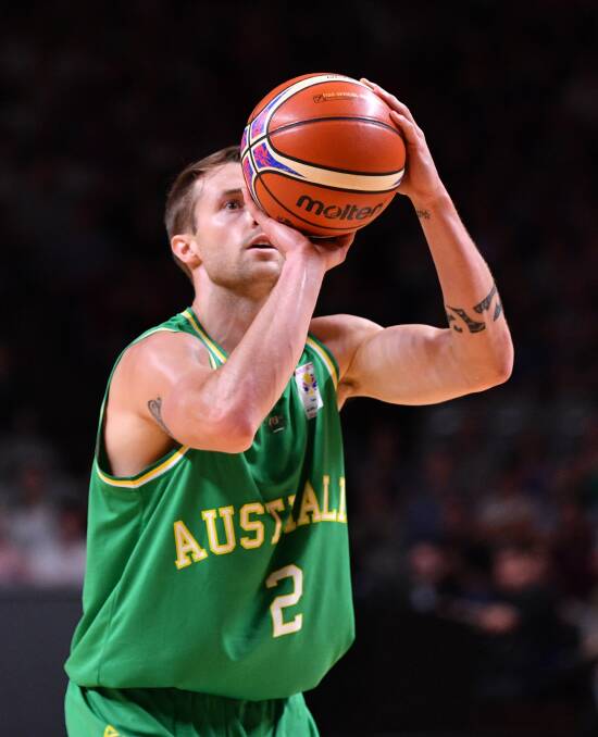 TOP EFFORT: Nathan Sobey playing for the Boomers. Picture: AAP