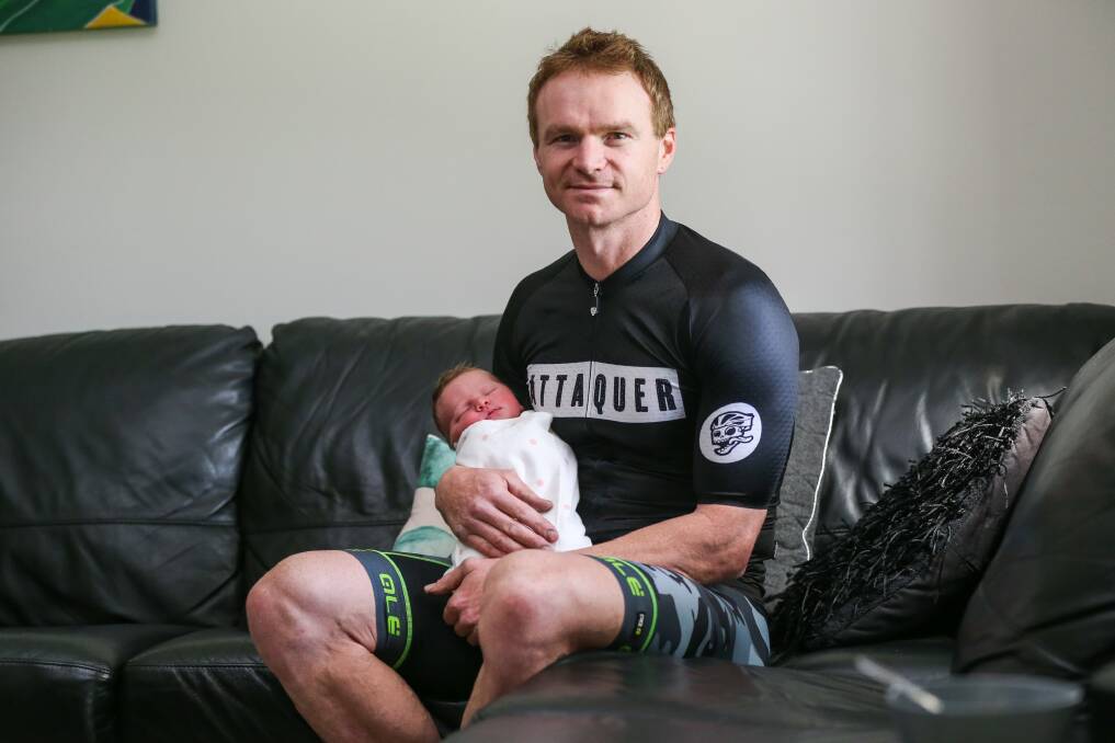 Tim Reddick with daughter Ruby, who was born on Tuesday. Picture: Morgan Hancock