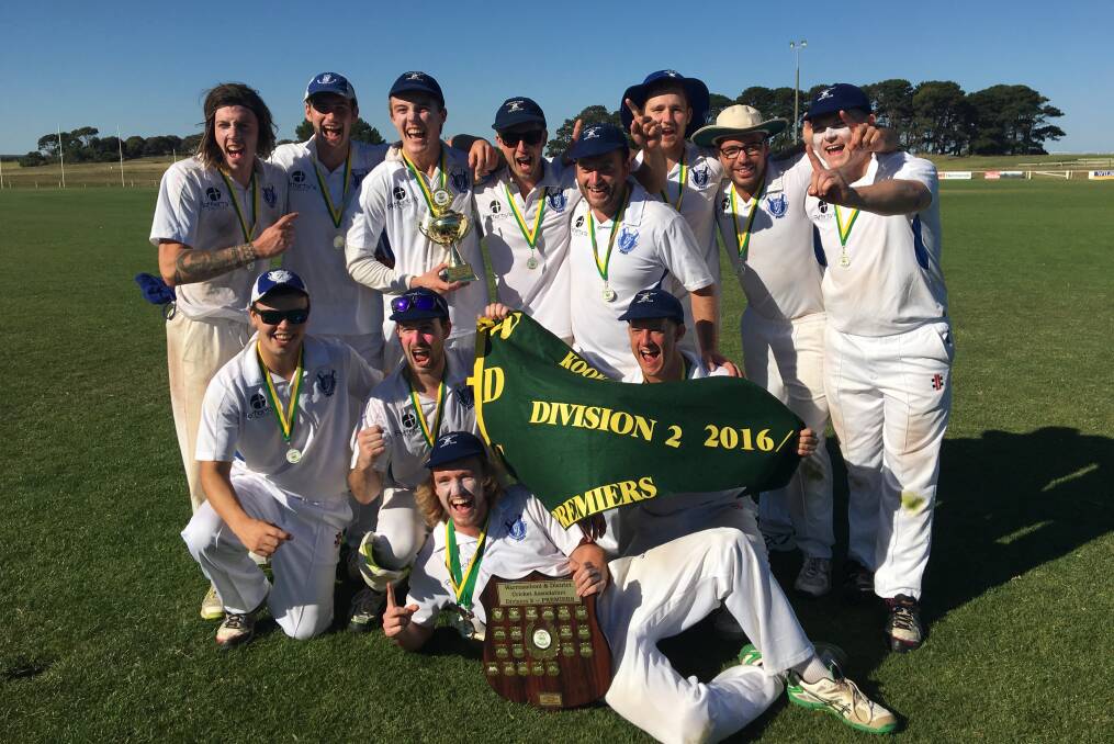 OVERJOYED: Russells Creek's division two cricketers defeated West Warrnambool to emerge as victors on Sunday. Picture: Nick Ansell