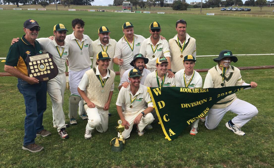PROUD VICTORY: Allansford's players celebrate their division two triumph over Brierly-Christ Church on Saturday. Picture: Nick Ansell