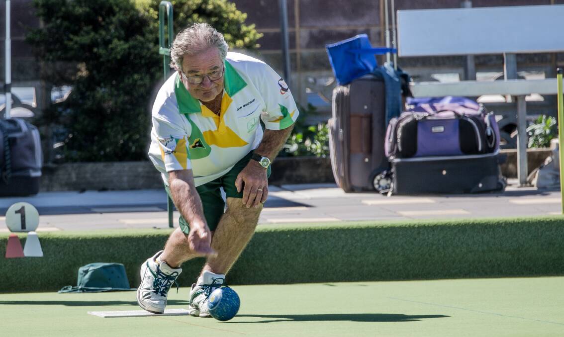 SO CLOSE: Terang's Dan Morrison bowls the bowl in his club's loss to City Gold on Saturday. Terang lost by just six shots. Picture: Christine Ansorge
