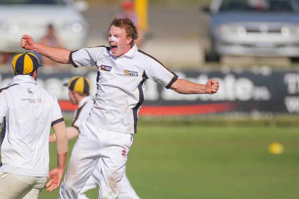 HOWZAT: Woodford's
Luke Wines claims the
winning wicket at Reid
Oval on Sunday.
Picture: Morgan Hancock